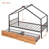 Full/Twin Size House-Shaped Metal Platform Bed Frame with Twin Size Trundle Bed/ Drawers 4S -ModernLuxe - 3 of 4