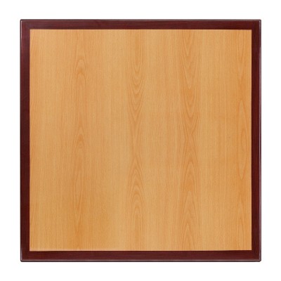 Emma and Oliver 24" Square 2-Tone High-Gloss Cherry / Mahogany Resin Table Top
