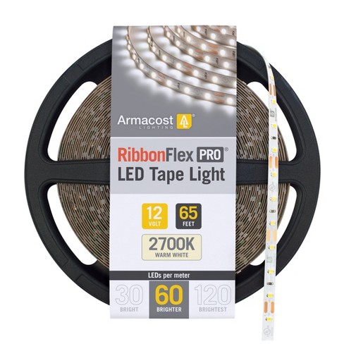 Armacost Lighting RibbonFlex Pro 12V White LED Strip Light Tape 60 LEDs/m Cabinet Lights 65 ft (20m) 2700K Warm White