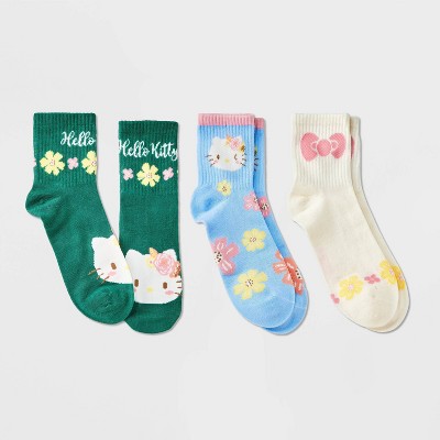 Girls' Hello Kitty 3pk Mid Crew Socks