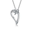 Guili Sterling Silver Cubic Zirconia Heart and Bowtie Necklace in Rose Gold or White—A Lovely, Timeless Piece to Add Charm and Elegance to Your Outfit - 2 of 4