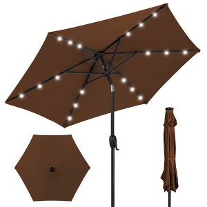 Best Choice Products 7.5ft Outdoor Solar Patio Umbrella for Deck, Pool w/ Tilt, Crank, LED Lights - 1 of 4
