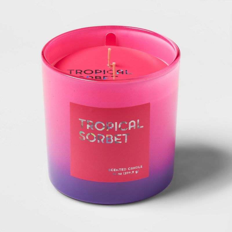 14oz Ombre Oval Candle Tropical Sorbet Hot Pink - Opalhouse&#8482;, 1 of 5