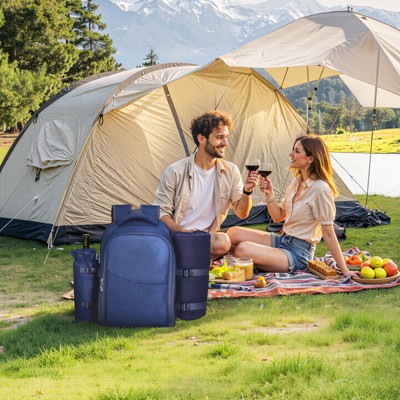 VEVOR Picnic Backpack, Beach Picnic Backpack Bag for 2 Person with Insulated Cooler Compartment, Detachable Bottle/Wine Holder, Navy Blue — фото 2