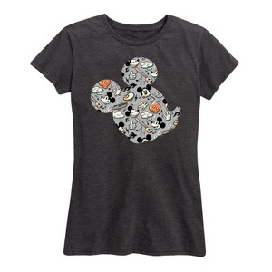 Women's - Disney - Mickey Pattern Silhouette Short Sleeve Graphic T-Shirt - 1 of 4