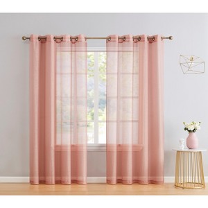 HLC.ME Semi Sheer Voile Light Filtering Transparent Window Curtain Grommet Panels - Set of 2 - 1 of 4