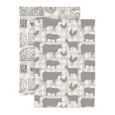2pk Cotton Designer Vintage Farm Kitchen Towels - MU Kitchen