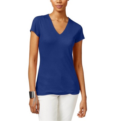 I.N.C International Concepts Womens Textured Basic T-Shirt, Blue, Small