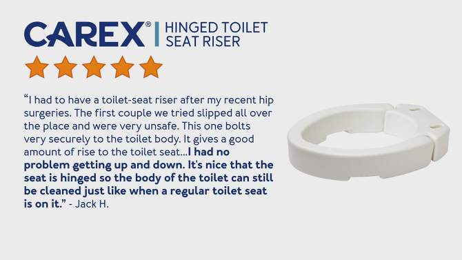 Carex Hinged Toilet Seat Riser - Elongated, 2 of 5, play video