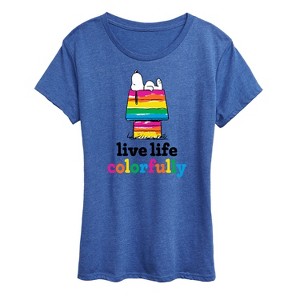 Women's - Peanuts - Live Life Colorfully Short Sleeve Graphic T-Shirt - 1 of 4
