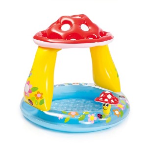 INTEX 57114EP Mushroom Baby Pool: Built-In Mushroom Shade – Soft Inflatable Floor – Durable Vinyl – Ages 1-3 – 40" x 35" - 1 of 4