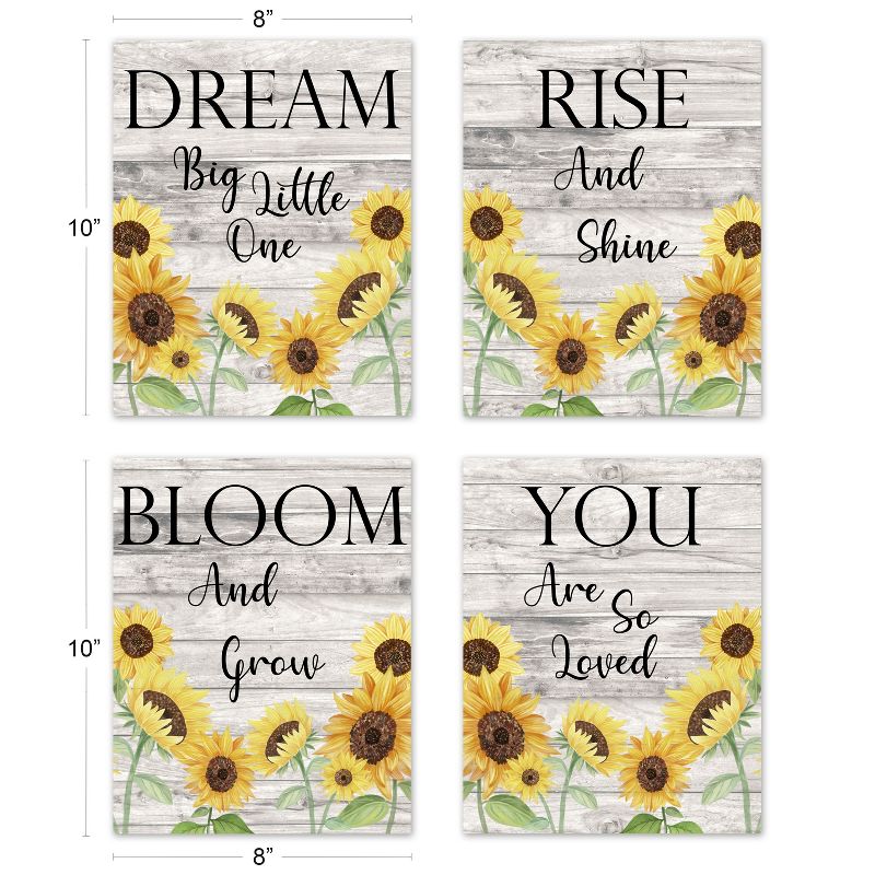 Sweet Jojo Designs Girl Unframed Wall Art Prints for Décor Sunflower Yellow Brown and Grey 4pc, 4 of 6