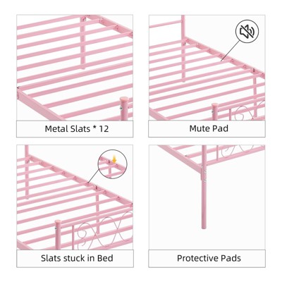 Twin/Full/Queen Size Metal Platform Bed Frame with Headboard and Footboard