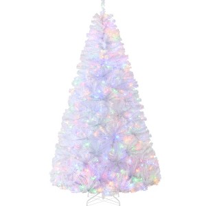 Best Choice Products Pre-Lit Premium Hinged White Artificial Christmas Pine Tree w/ Lights, Stand, PVC Branch Tips - 1 of 4