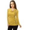 Allegra K Women's Cowl Neck Long Sleeves Buttons Decor Solid Ruched Top - 3 of 4