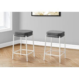 Fabric & Metal Backless Padded Cushioned Counter Height Barstool (Set of 2) with Footrest and Contemporary Modern Design for Kitchen - 1 of 4