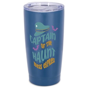 Elanze Designs Captain of the Haunt Mess Express Bats Halloween Wrap-Around Design 20 Ounce Stainless Steel On-The-Go Coffee Mug, Thermal Travel - 1 of 4