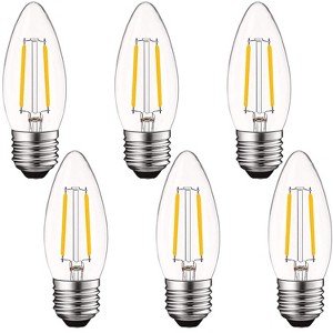 Luxrite LED Chandelier Light Bulbs E26, 40 Watt Equivalent, 2700K Warm White, Dimmable, Torpedo Tip, 400 Lumens, UL Listed 6 Pack - 1 of 4