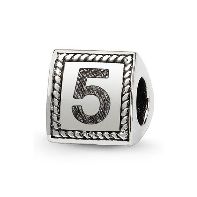 Black Bow Jewelry Triangle Block, Number 5 Sterling Silver Bead Charm