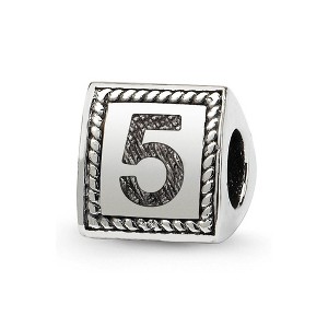 Black Bow Jewelry Triangle Block, Number 5 Sterling Silver Bead Charm - 1 of 3