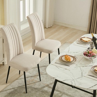 Modern Velvet Dining Chair Set of 2, Comfortable Dining Room Chairs with Metal Legs, Upholstered Chairs for Kitchen or Dining Room–The Pop Home
