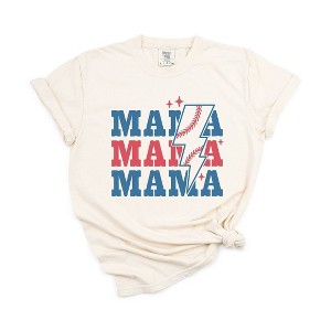 Simply Sage Market Women's Baseball Mama Lightning Bolt Short Sleeve Garment Dyed Tee - 1 of 2