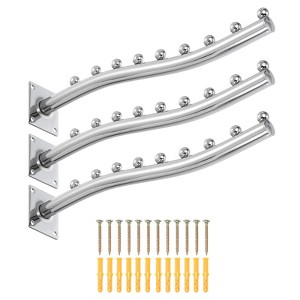 Unique Bargains Stainless Steel Sturdy Wall Mount Clothes Hanger for Bedroom Bathroom 3 Pcs - 1 of 3
