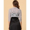 Allegra K Women's Elegant Ruffle Collar Sheer Floral Lace Crop Shrug - 3 of 4