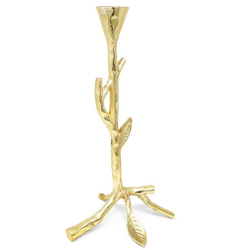 Classic Touch Gold Taper Candle Holder with Branch Design, 2 sizes, 2 of 4