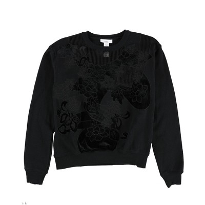 bar III Womens Velvet-Applique Floral Sweatshirt
