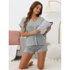 cheibear Women's Modal Button Up Short Sleeve T-shirt and Shorts Pajama Sets 2 Pcs - image 3 of 4