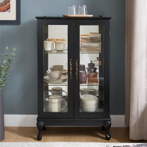 Gulches Black Lighted Display Cabinet with Tempered Glass Doors - Mirrored Back, Adjustable Shelves & Anti-Tipping Device - 1 of 4