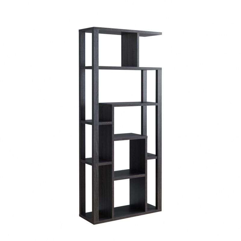 FC Design 70.75" Tall Etagere Wooden Display Bookcase with 11 Shelves and Open Back in Distressed Grey Finish, 1 of 4