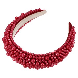 Unique Bargains Women's Sponge Wide Brim Pearls Padded Headband - 1 of 4