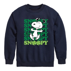 Boys' - Peanuts - Snoopy Clover Dance Graphic Long Sleeve Fleece Sweatshirt - 1 of 4