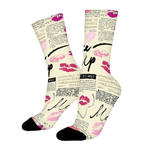 Makeup Pattern Women Printed Crew Socks Funny Funky Socks Soft Polyester Novelty Gifts for Artists Men - 1 of 1