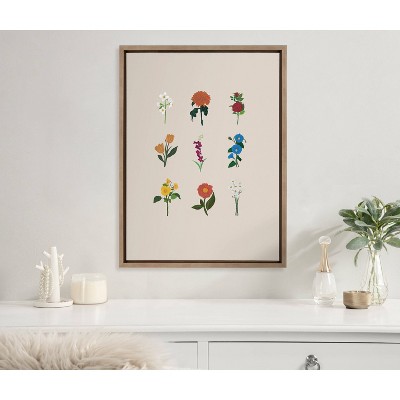 Gold Framed Floral Print on Canvas, 18" x 24"