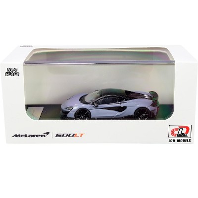 McLaren 600LT Gray with Carbon Top and Carbon Accents 1/64 Diecast Model Car by LCD Models