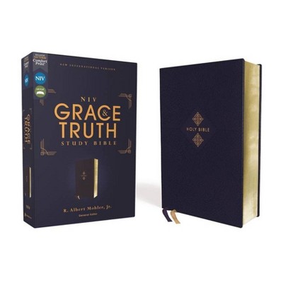 Niv, the Grace and Truth Study Bible, Leathersoft, Navy, Red Letter, Comfort Print - by  Zondervan (Leather Bound)