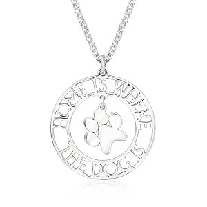 Ross-Simons Sterling Silver "Home" Paw Print Necklace Size 18 - 1 of 3