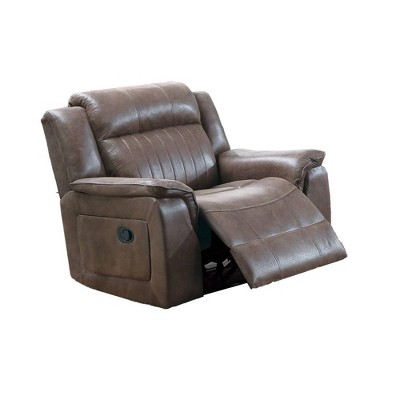 Royal Hampton Fabric Manual Recliner Chair with Pillow Top Arms, Brown
