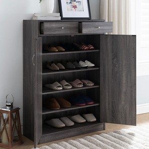 KTMBDW Shoe Cabinet with 2 Doors, 5-Tier Shoe Storage Cabinet with 2 Drawers, 47.5'' Tall Shoes Rack Organizer Cabinet for Entryway, Front Door, Gray - 1 of 4