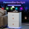ORRD 30'' 3-Drawer LED Nightstand - White Glass top, jewelry storage, faux leather handles. For bedroom, living room, cloakroom. - 4 of 4