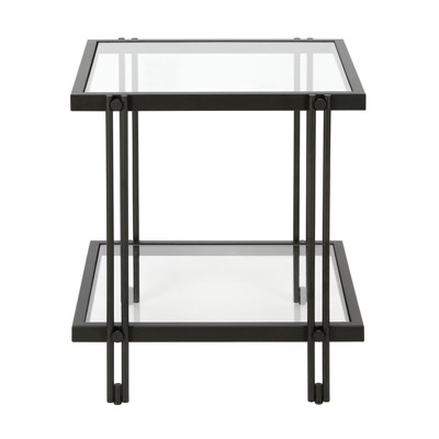 Blackened Bronze Metal and Glass Rectangular Accent Table