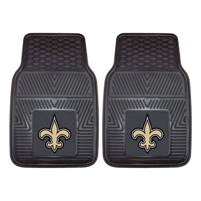 Fanmats NFL New Orleans Saints Universal Fit Vinyl Front Seat Car Floor Mat 2 Piece Set w/ Team Logo for Cars, Trucks, and SUVs, 17 x 27 Inches
