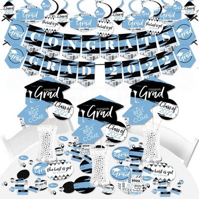 Big Dot of Happiness Light Blue Grad - Best is Yet to Come - Light Blue 2022 Graduation Party Supplies - Banner Decoration Kit - Fundle Bundle