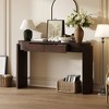Solid Wood + MDF Entryway Console Table with Oval Top, Fluted Legs, 2 Storage Drawers and Natural Wood Grain Veneer - 3 of 4