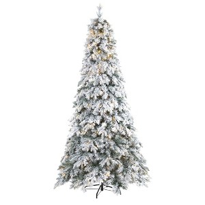 Nearly Natural 8-ft Flocked Vermont Mixed Pine Artificial Christmas Tree with 600 LED Lights - 1 of 4