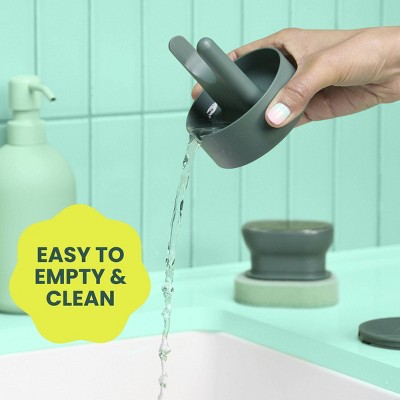 Brite by Scotch-Brite Fillable Palm Scrubber Dish Sponge with Built-in Soap Dispenser and Drain + Dry Stand