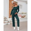 Pregnancy Jumpsuits Crewneck Tie Front Elastic Waist Stretchy Romper - 2 of 4
